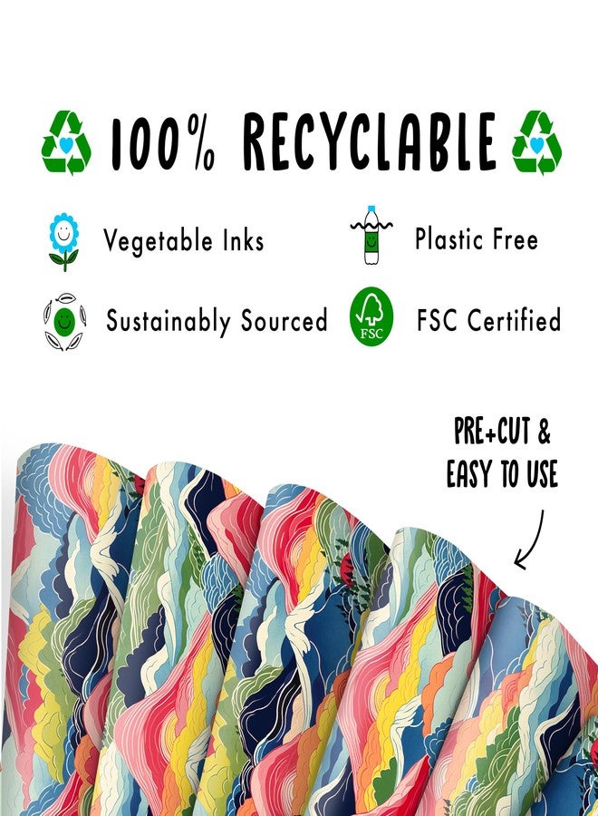 CENTRAL 23 Birthday Wrapping Paper For Men - 6 Sheets Of Pretty Gift Wrap - Japanese Mountain Layers - Hiking Camping Outdoors - Woodland - Comes With Stickers - Image 3